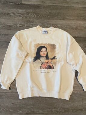 Lee Cream Crewneck Sweatshirt with Saint Graphic